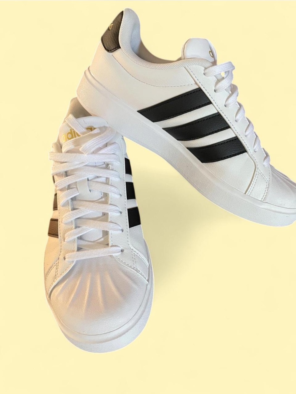 adidas White and Black Womens Low-Top Sneakers